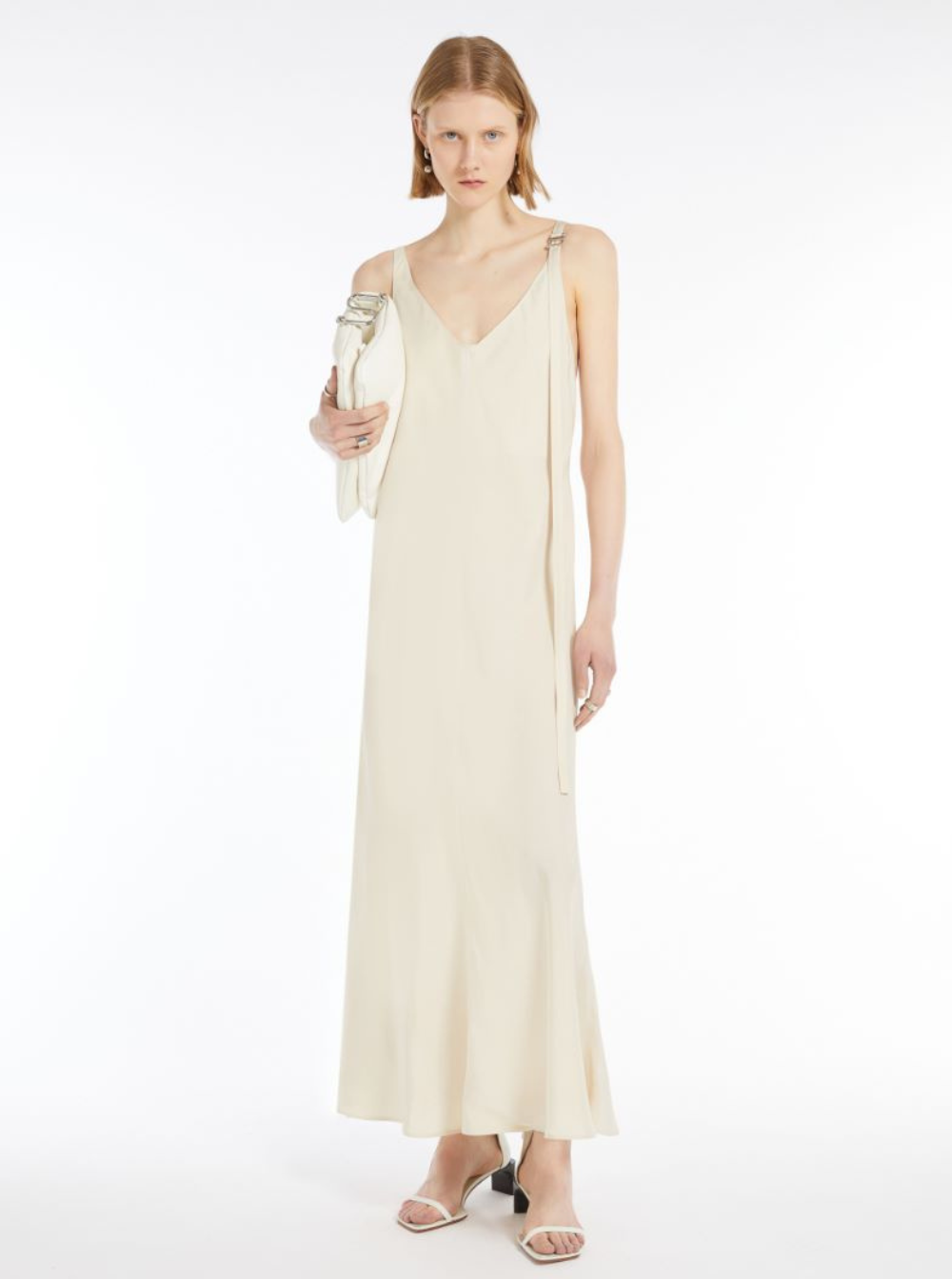 Sportmax Women 'Unione' Beige Long Dress With V-Neck And Adjustable Straps In Viscose Woman SPORTMAX