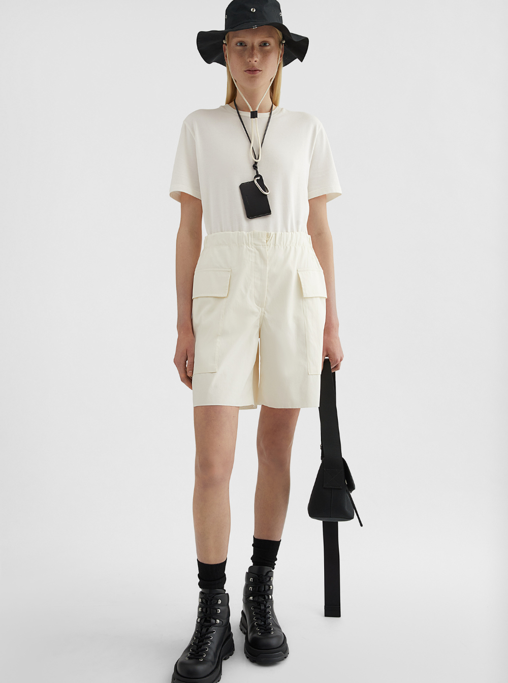 Jil Sander Women White Crewneck T-Shirt With Logo Patch Applied On The Back In Cotton Woman JIL SANDER