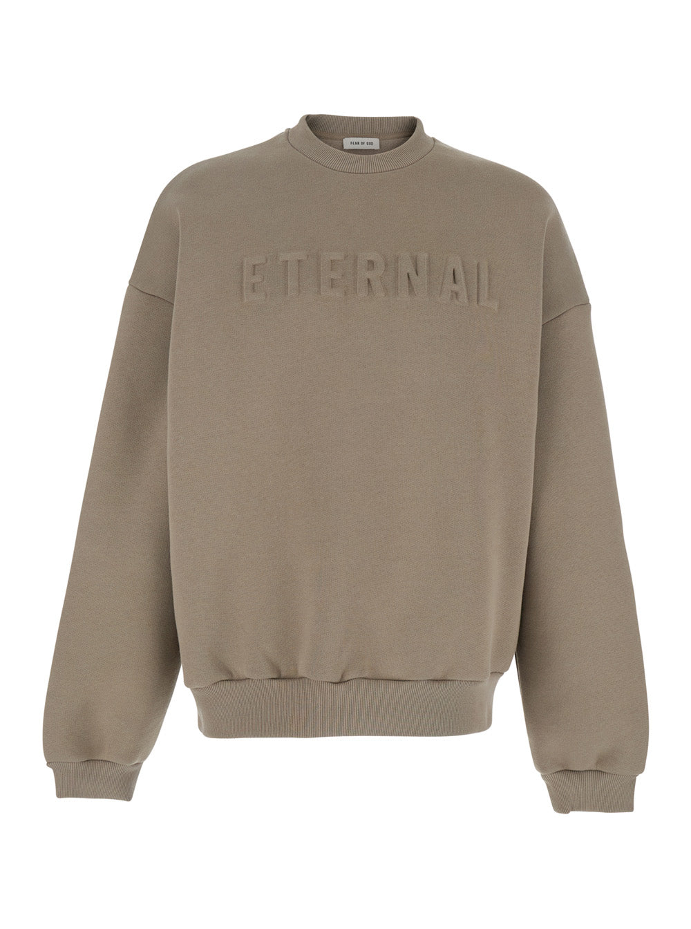 Fear Of God Men 'Eternal Beige Crewneck T-Shirt With Dropped Shoulders And Tonal Embroidery On The Front In Cotton Blend Man FEAR OF GOD