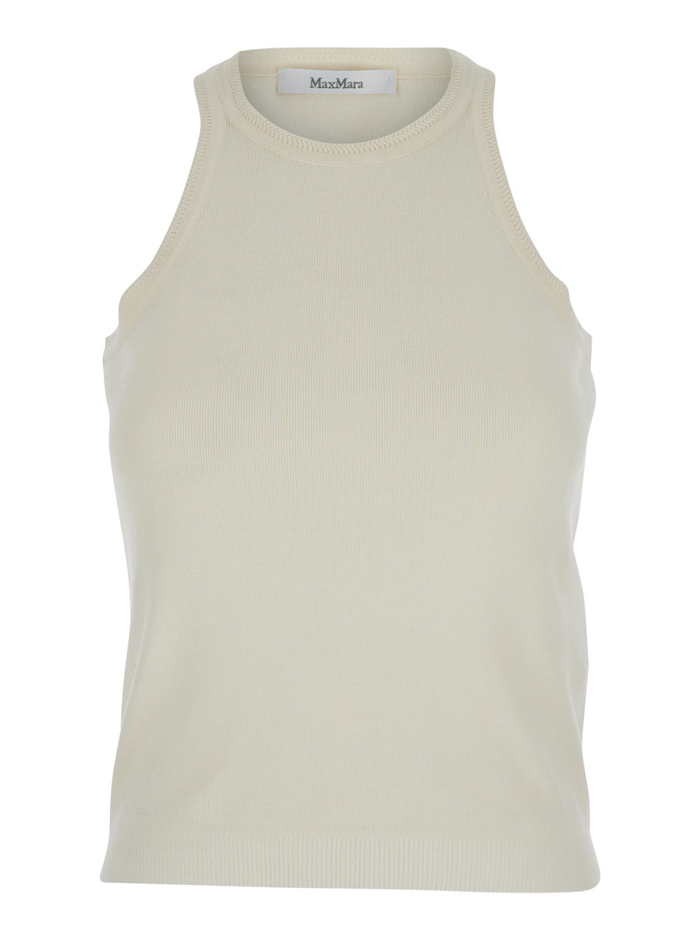 Max Mara Women 'Arness' White Sleeveless Top With Halterneck In Cotton Woman MAX MARA
