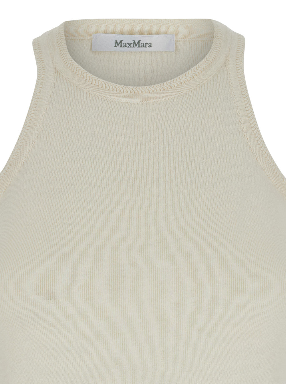 Max Mara Women 'Arness' White Sleeveless Top With Halterneck In Cotton Woman MAX MARA