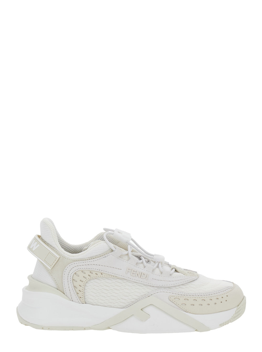 Fendi Women 'Flow' White Sneakers With Toggle Closure And Logo Lettering On The Side In Tech Fabric Woman FENDI