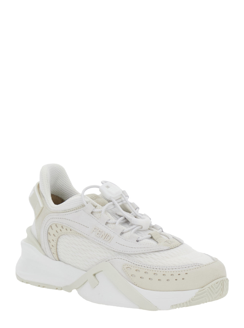 Fendi Women 'Flow' White Sneakers With Toggle Closure And Logo Lettering On The Side In Tech Fabric Woman FENDI