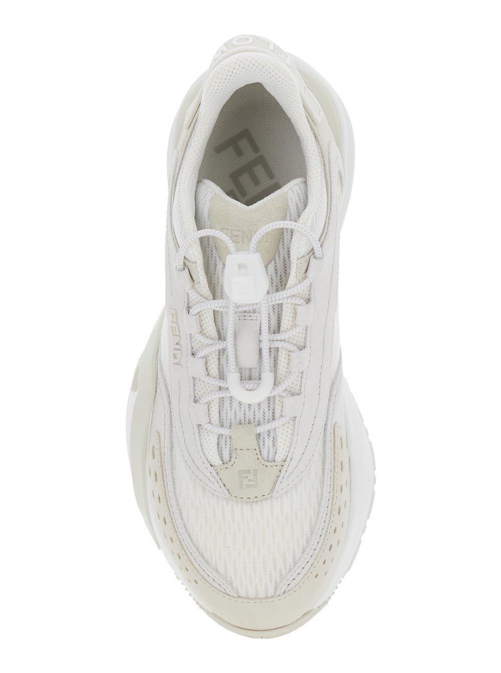 Fendi Women 'Flow' White Sneakers With Toggle Closure And Logo Lettering On The Side In Tech Fabric Woman FENDI