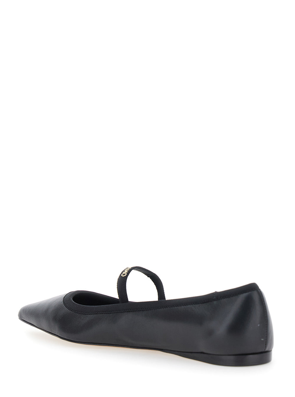 Ferragamo Women 'Carice' Black Ballet Shoes With Ribbon Detail And Logo Lettering On The Front In Leather Woman FERRAGAMO