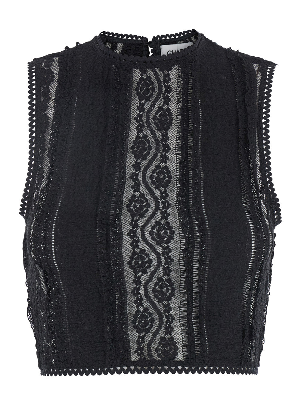 Charo Ruiz Women 'Asteria' Black Top With Embroidery Details And Semi-Transparent Design In Cotton And Tech Fabric Blend Woman CHARO RUIZ