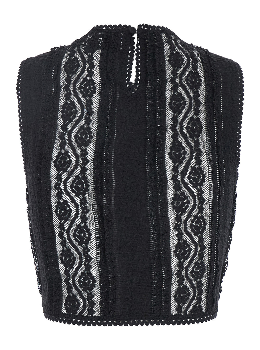 Charo Ruiz Women 'Asteria' Black Top With Embroidery Details And Semi-Transparent Design In Cotton And Tech Fabric Blend Woman CHARO RUIZ