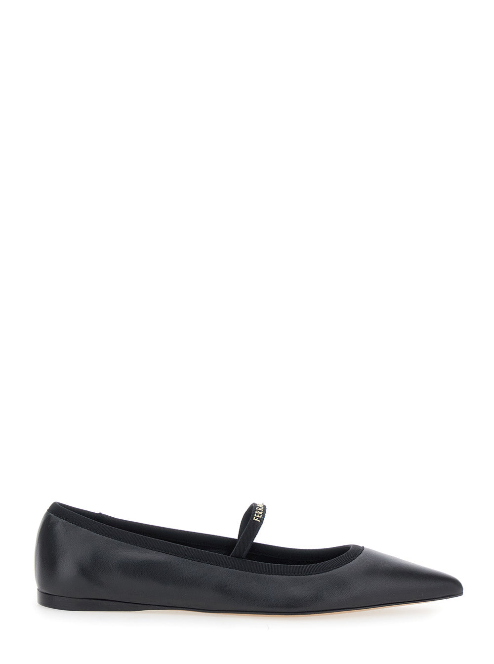 Ferragamo Women 'Carice' Black Ballet Shoes With Ribbon Detail And Logo Lettering On The Front In Leather Woman FERRAGAMO