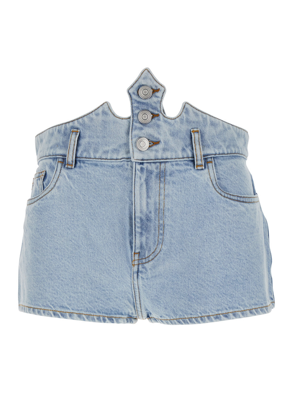 Coperni Women Blue Shorts With Crown-Shaped Design In Cotton Woman COPERNI