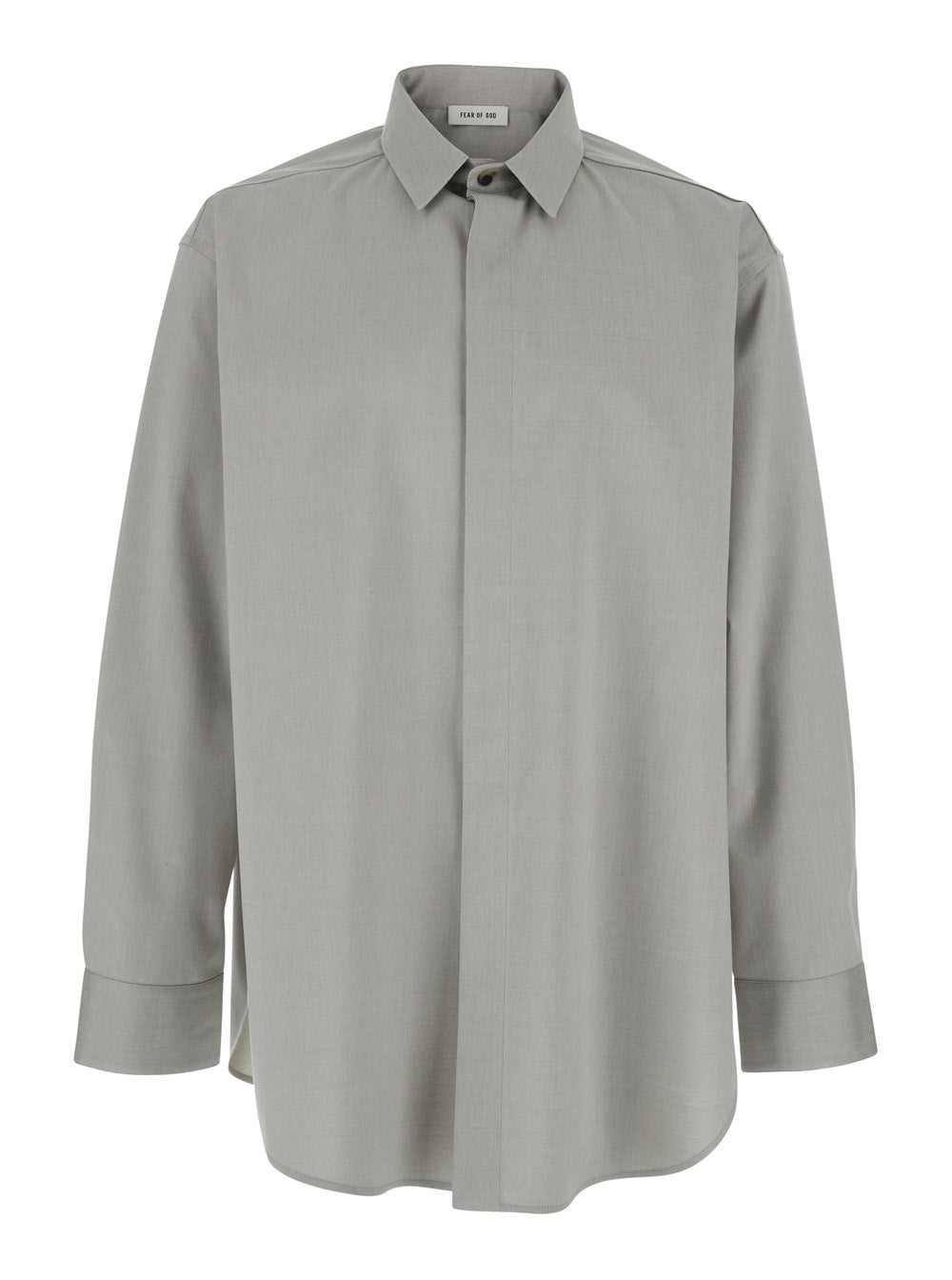 Fear Of God Men Grey Shirt With Classic Collar And Logo Patch On The Rear In Cotton And Wool Blend Man FEAR OF GOD