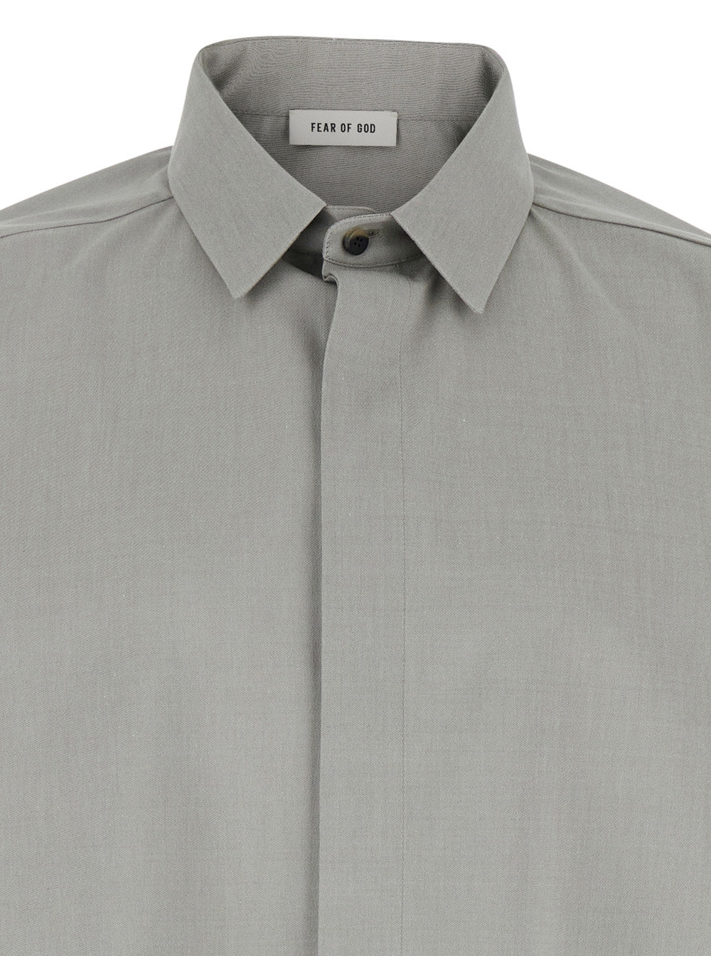 Fear Of God Men Grey Shirt With Classic Collar And Logo Patch On The Rear In Cotton And Wool Blend Man FEAR OF GOD