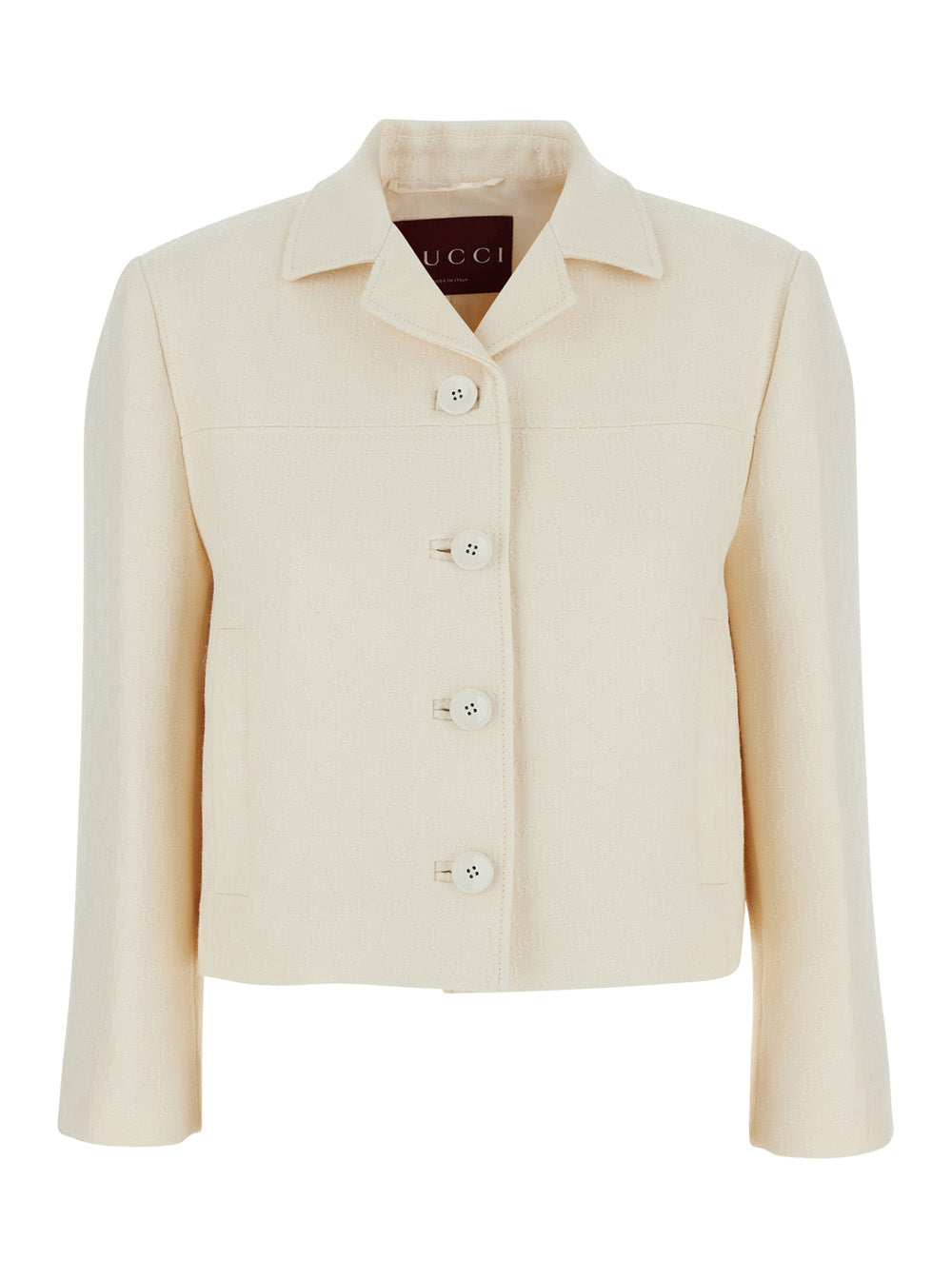 Gucci Women White Jacket With Notched Revers In Gg Canvas Woman GUCCI