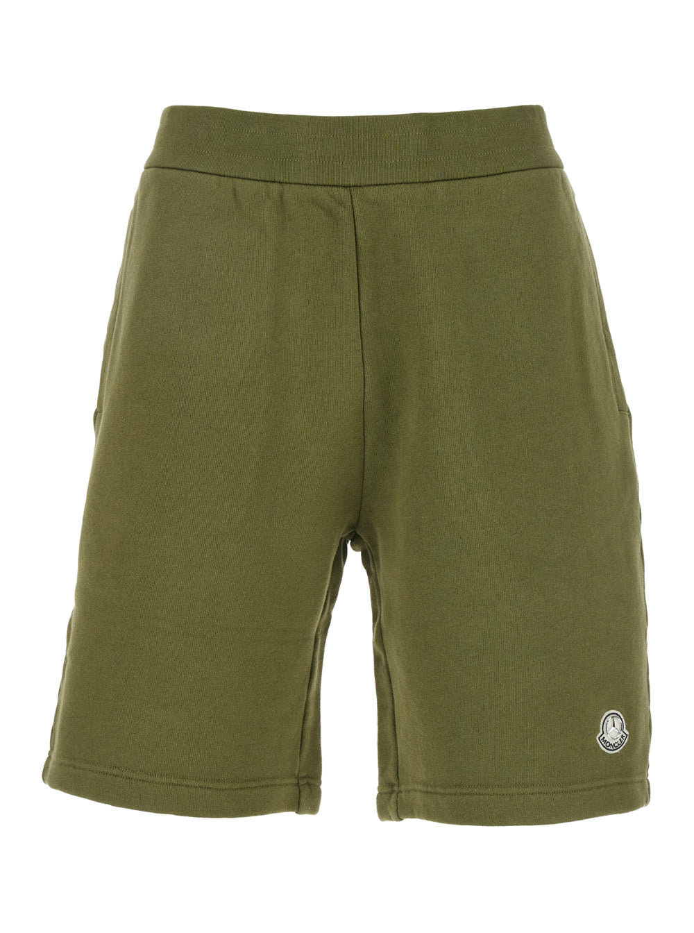 Moncler Genius Men Green Shorts With Elastic Waist And Logo Patch On The Front In Cotton Jersey Man MONCLER GENIUS