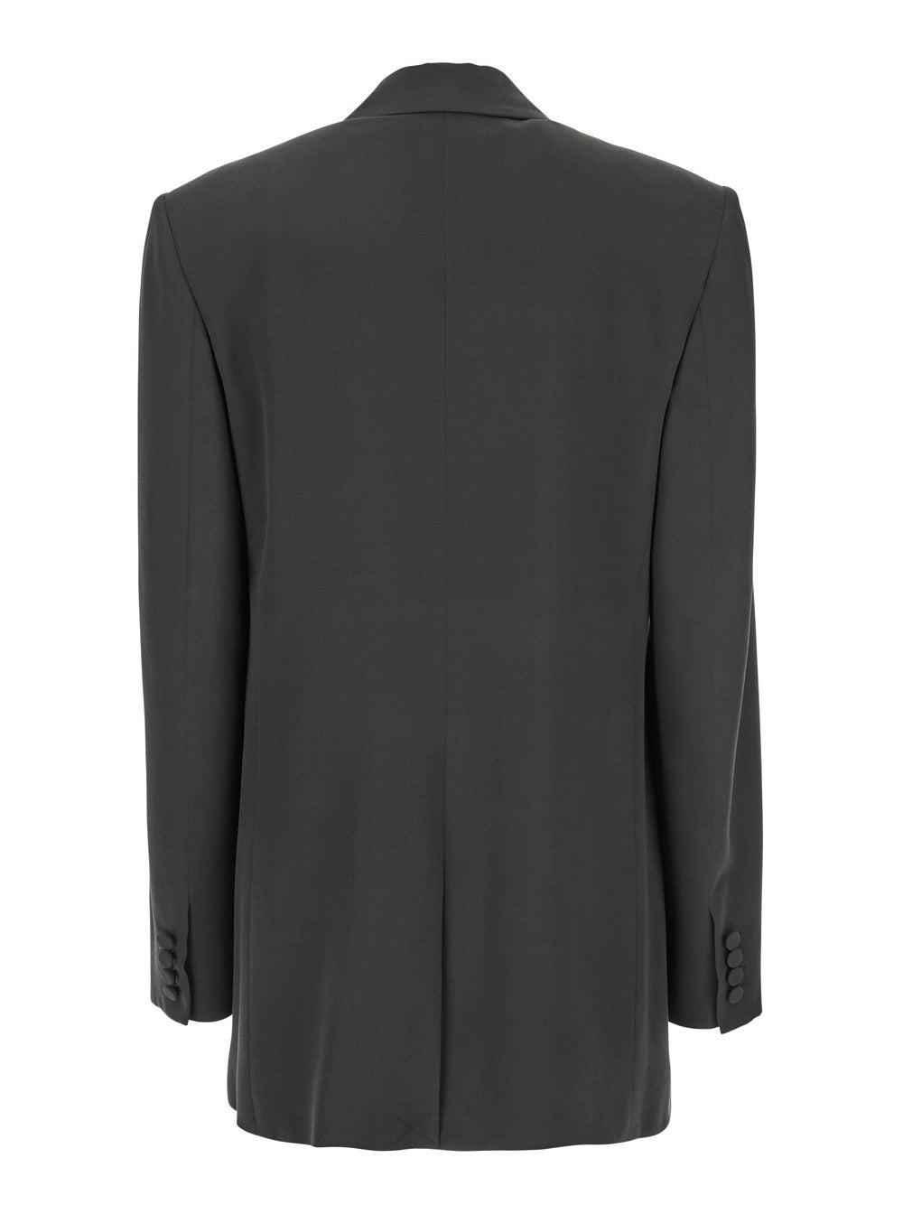 Saint Laurent Women Grey Single-Breasted Jacket With Peak Revers In Silk Woman SAINT LAURENT