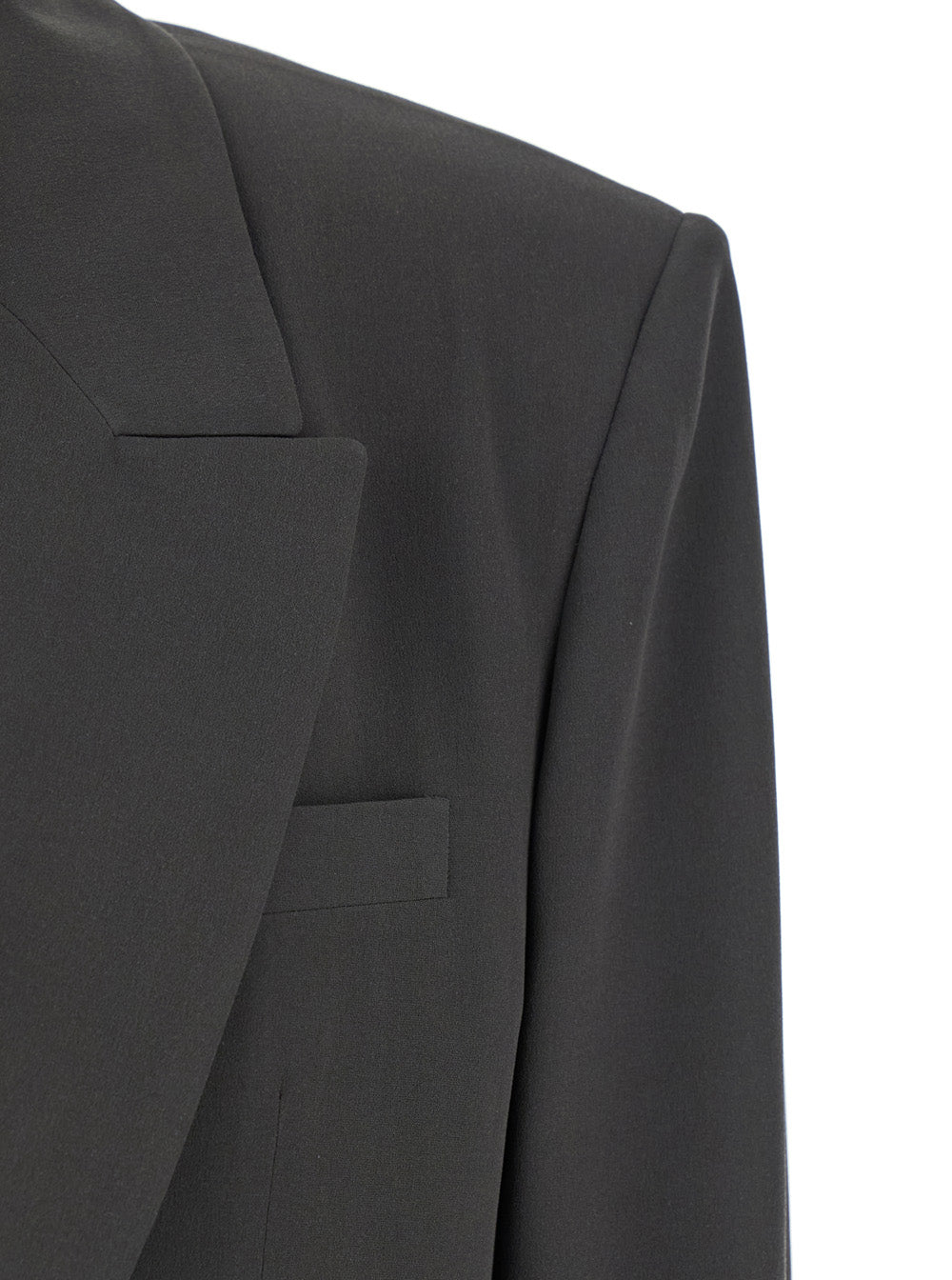 Saint Laurent Women Grey Single-Breasted Jacket With Peak Revers In Silk Woman SAINT LAURENT