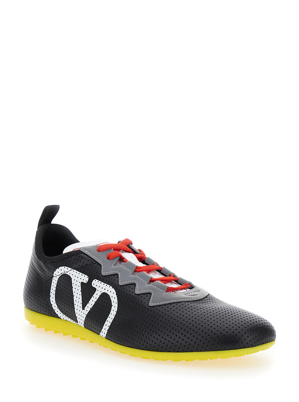 Valentino Garavani Men Black Sneakers With Asymmetric Toe And Vlogo Detail On The Side In Tech Fabric Man VALENTINO GARAVANI