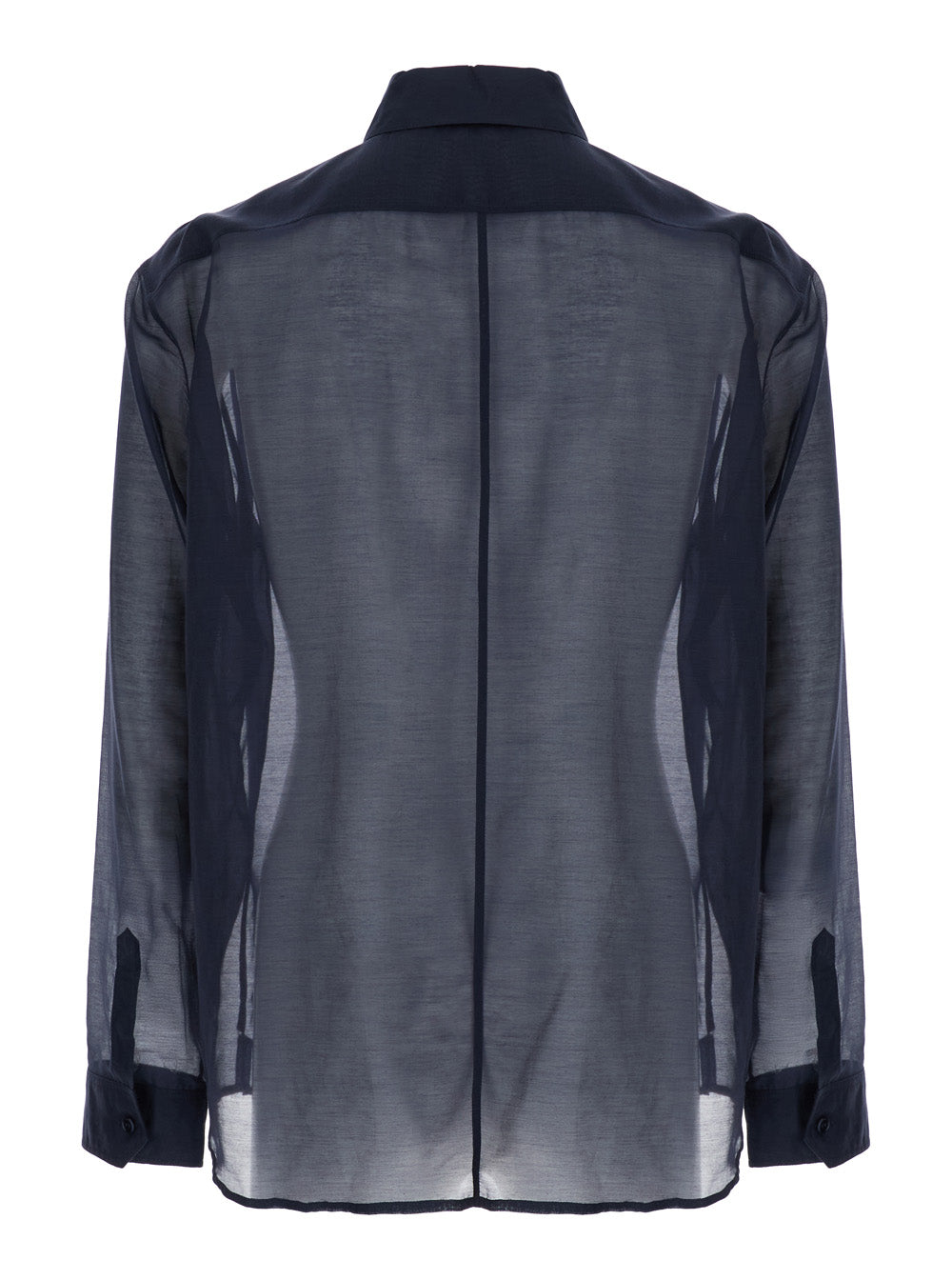 Saint Laurent Men Blue Shirt With Classic Collar And Contrasting Details In Cotton And Silk Man SAINT LAURENT