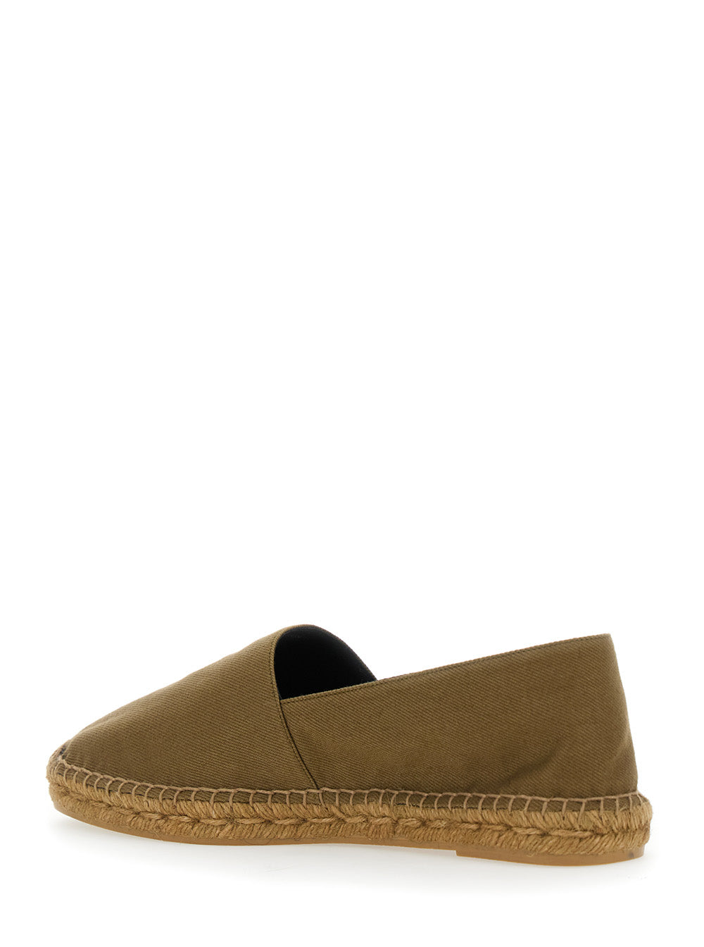 Saint Laurent Men Brown Espadrilles With Tonal Cassandre Embroidery On The Side And Almond Toe In Cotton Man SAINT LAURENT