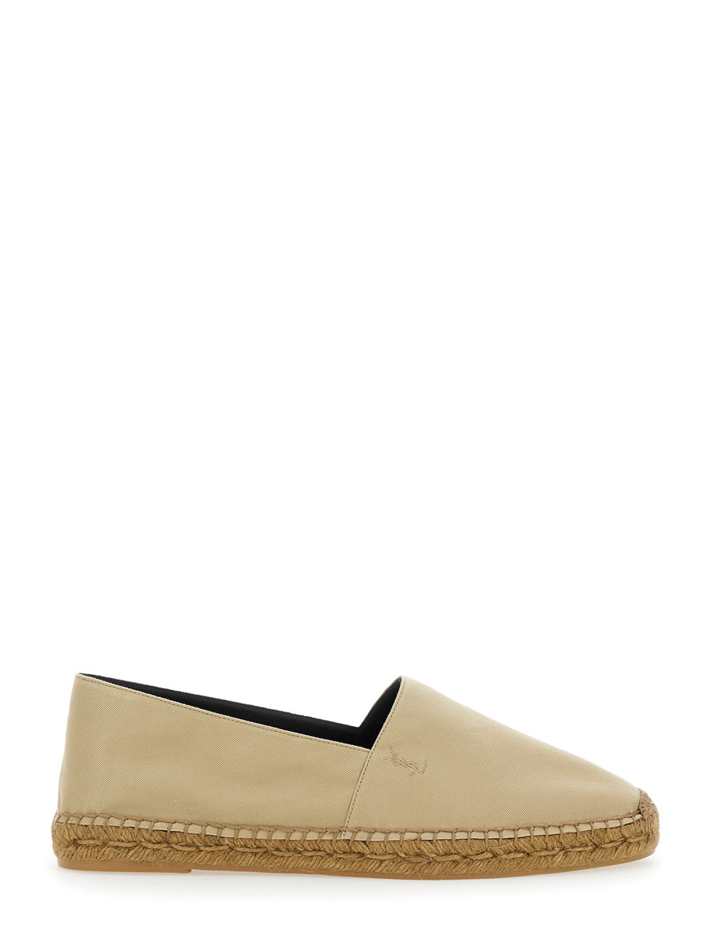 Saint Laurent Men Beige Espadrilles With Tonal Cassandre Embroidery On The Front And Almond Toe In Cotton Man SAINT LAURENT