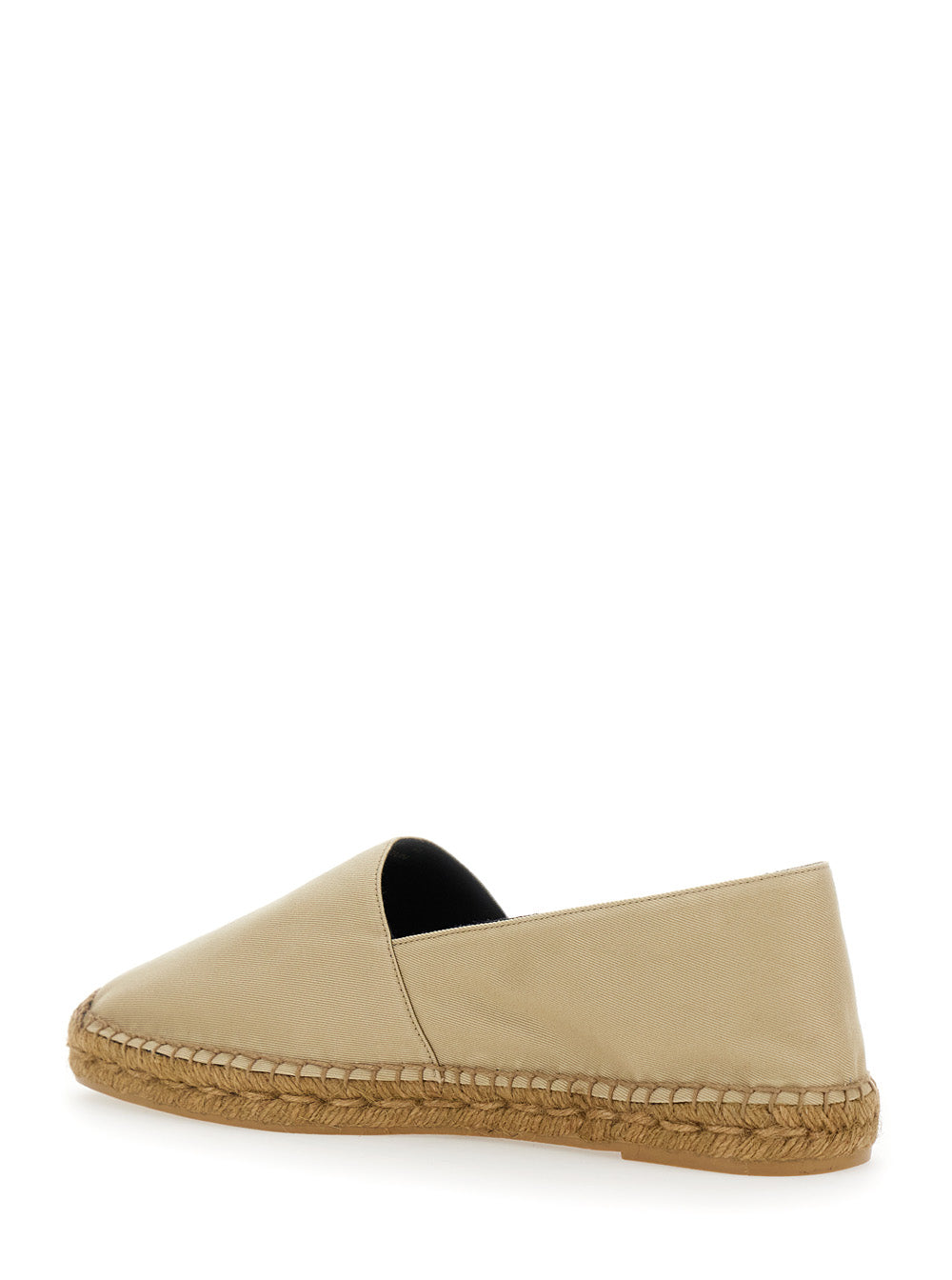 Saint Laurent Men Beige Espadrilles With Tonal Cassandre Embroidery On The Front And Almond Toe In Cotton Man SAINT LAURENT