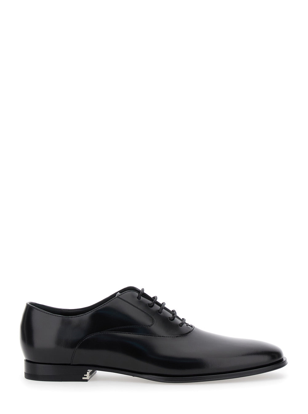 Fendi Men Black Lace-Up Shoes With Almond Toe And Front Laces In Leather Man FENDI
