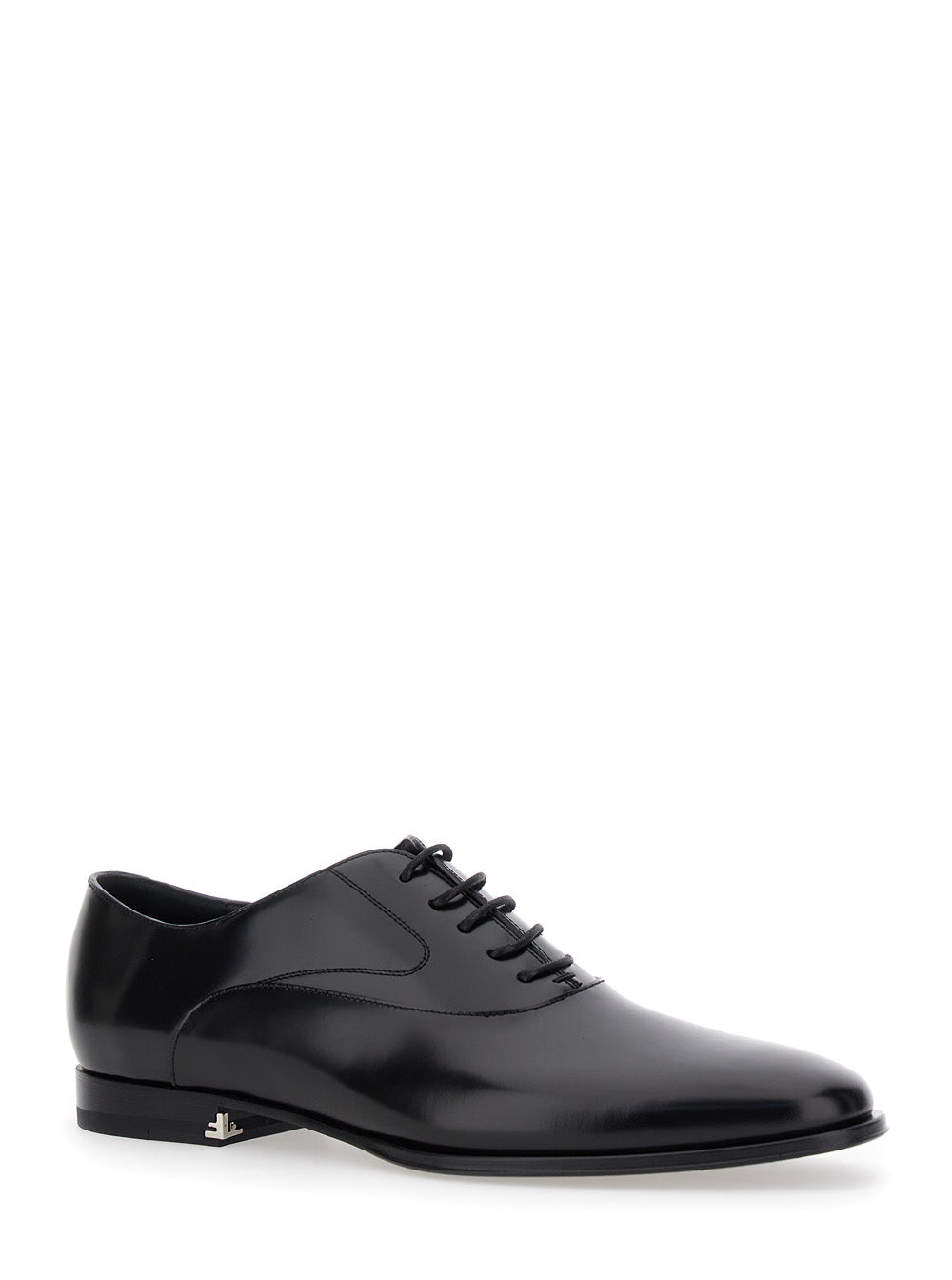 Fendi Men Black Lace-Up Shoes With Almond Toe And Front Laces In Leather Man FENDI