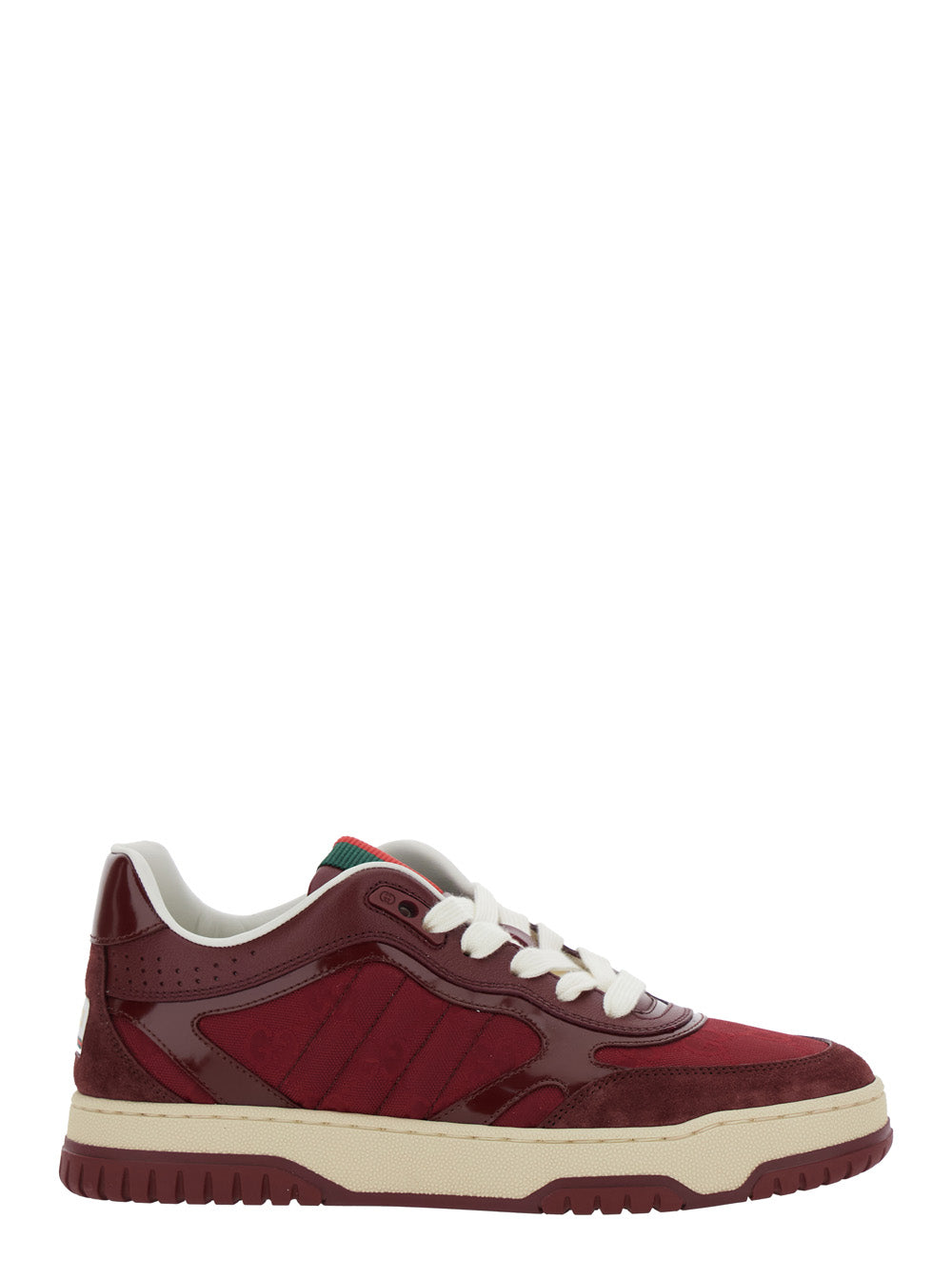 Gucci Women 'Re-Web' Red Low Top Sneakers With Web Tongue And Logo Patch On The Rear In Gg Canvas Woman GUCCI