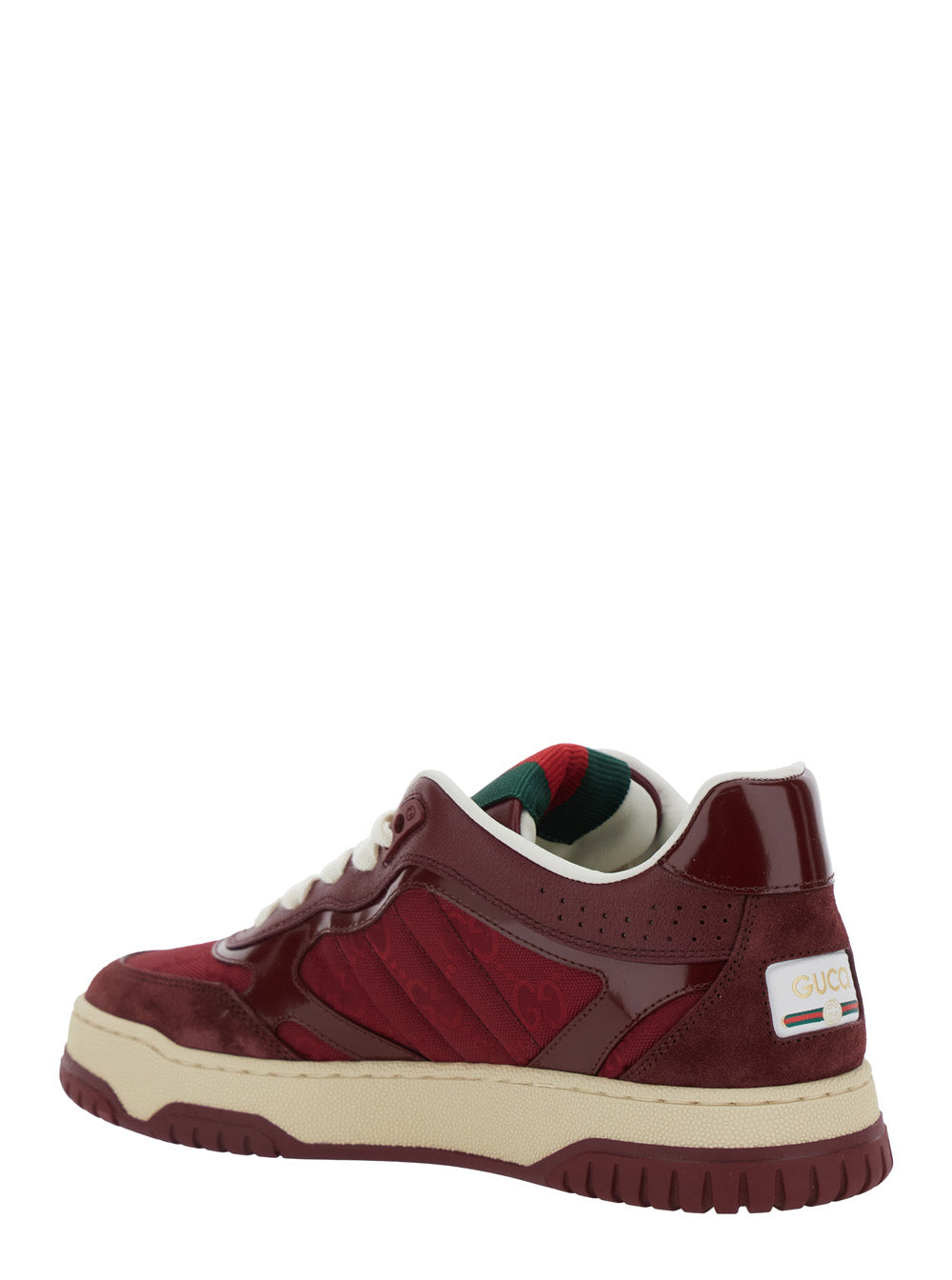 Gucci Women 'Re-Web' Red Low Top Sneakers With Web Tongue And Logo Patch On The Rear In Gg Canvas Woman GUCCI