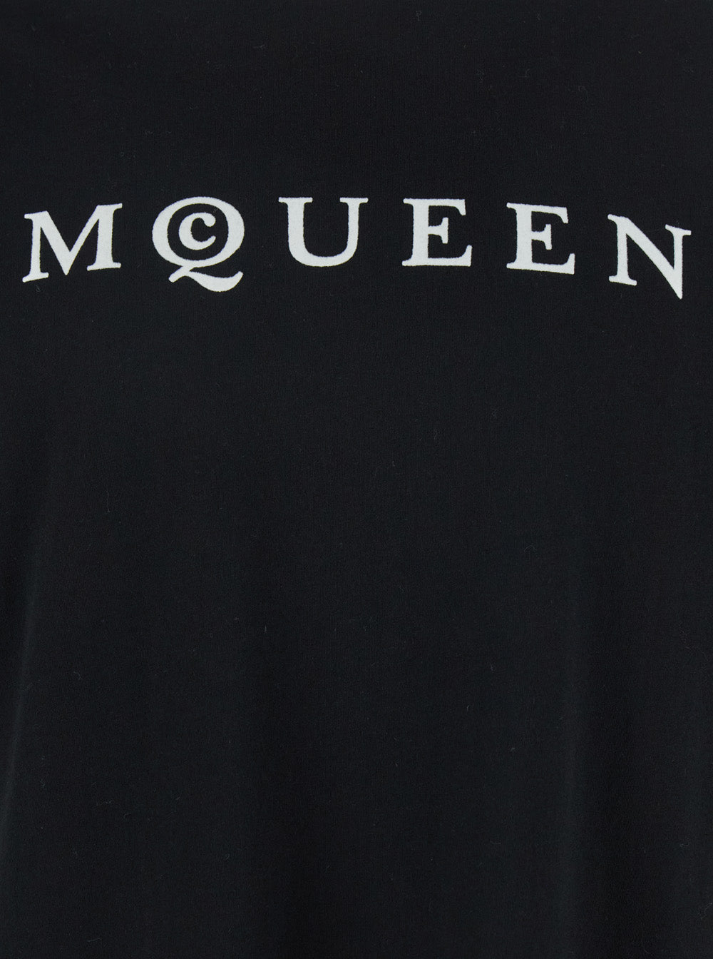 Alexander Mcqueen Men Black Crewneck T-Shirt With Logo Print On The Front In Cotton Man ALEXANDER MCQUEEN