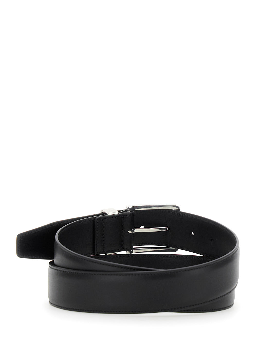 Bottega Veneta Men Black Belt With Intrecciato Detail On The Buckle In Leather Man BOTTEGA VENETA