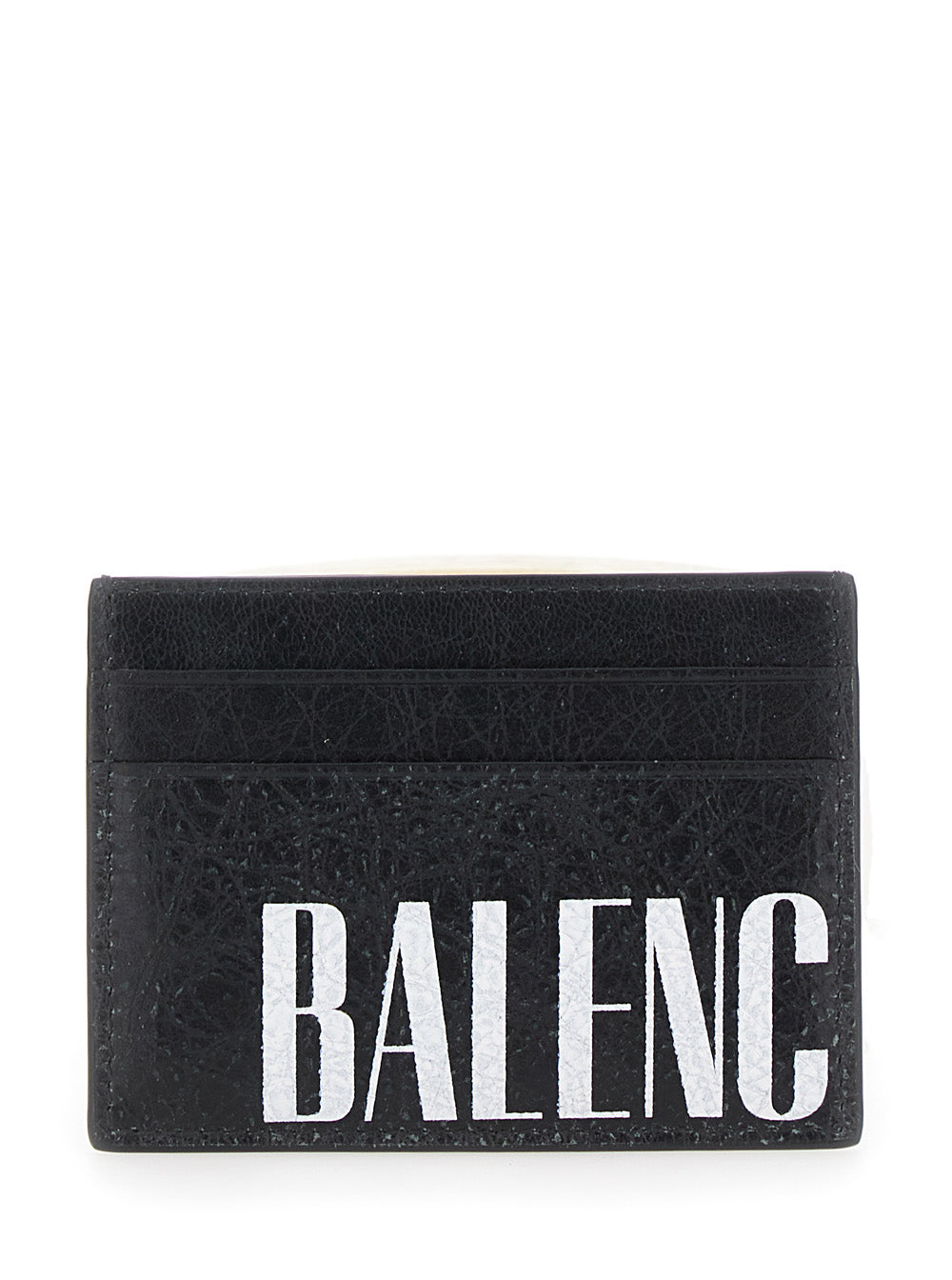 Balenciaga Men 'Editor' Black Card Holder With Four Card Slots And Maxi Logo Lettering Print In Leather Man BALENCIAGA