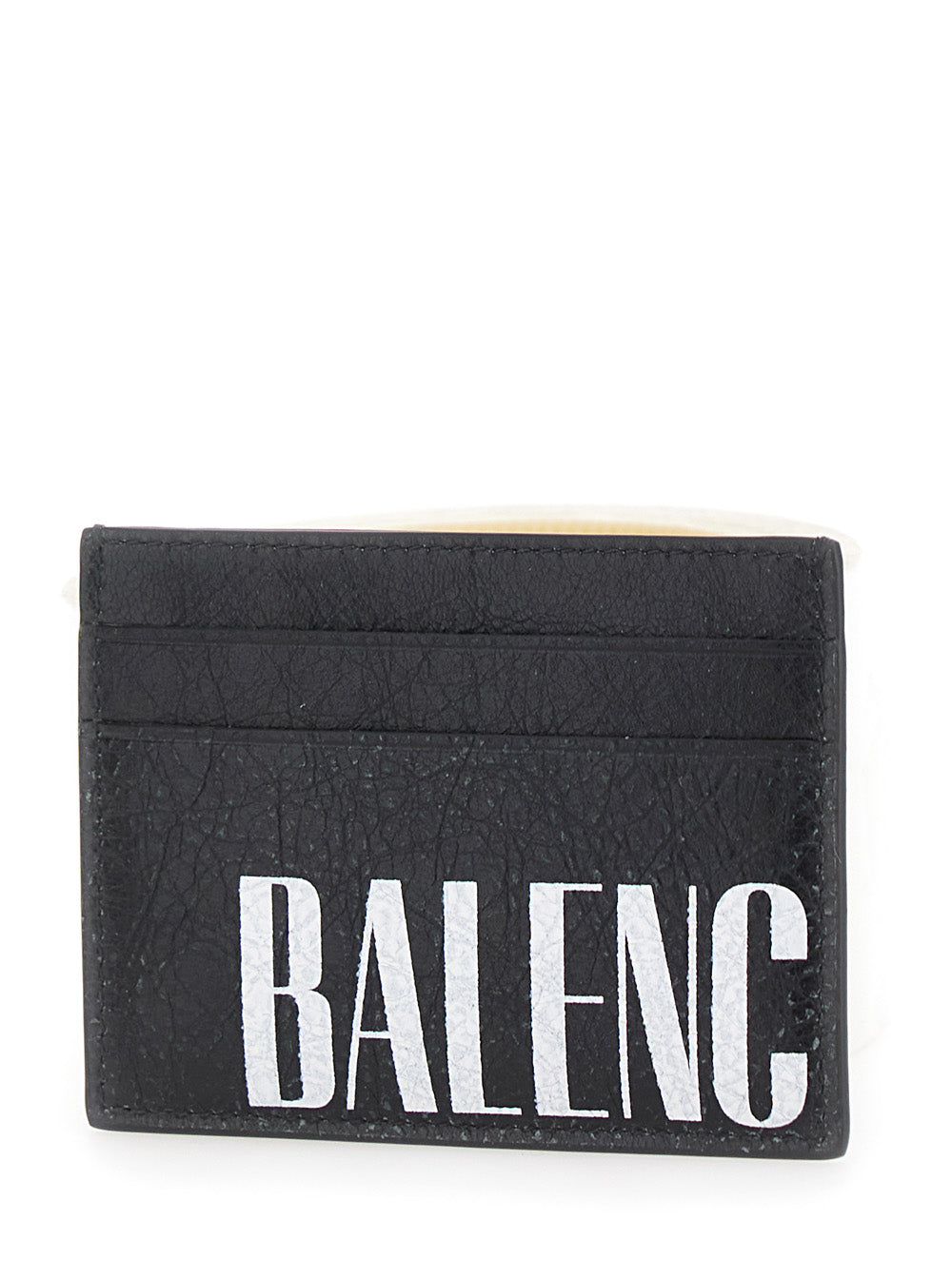 Balenciaga Men 'Editor' Black Card Holder With Four Card Slots And Maxi Logo Lettering Print In Leather Man BALENCIAGA