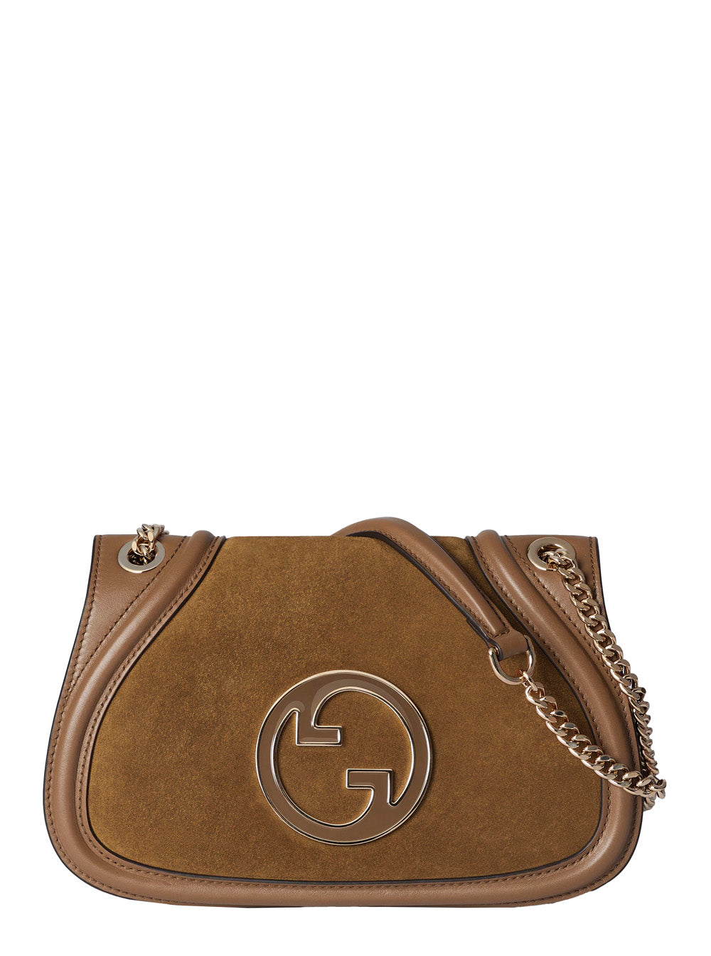 Gucci Women Brown Handbag With Double G Plaque On The Front And Adjustable And Removable Chain-Link Shoulder Strap In Suede Woman GUCCI