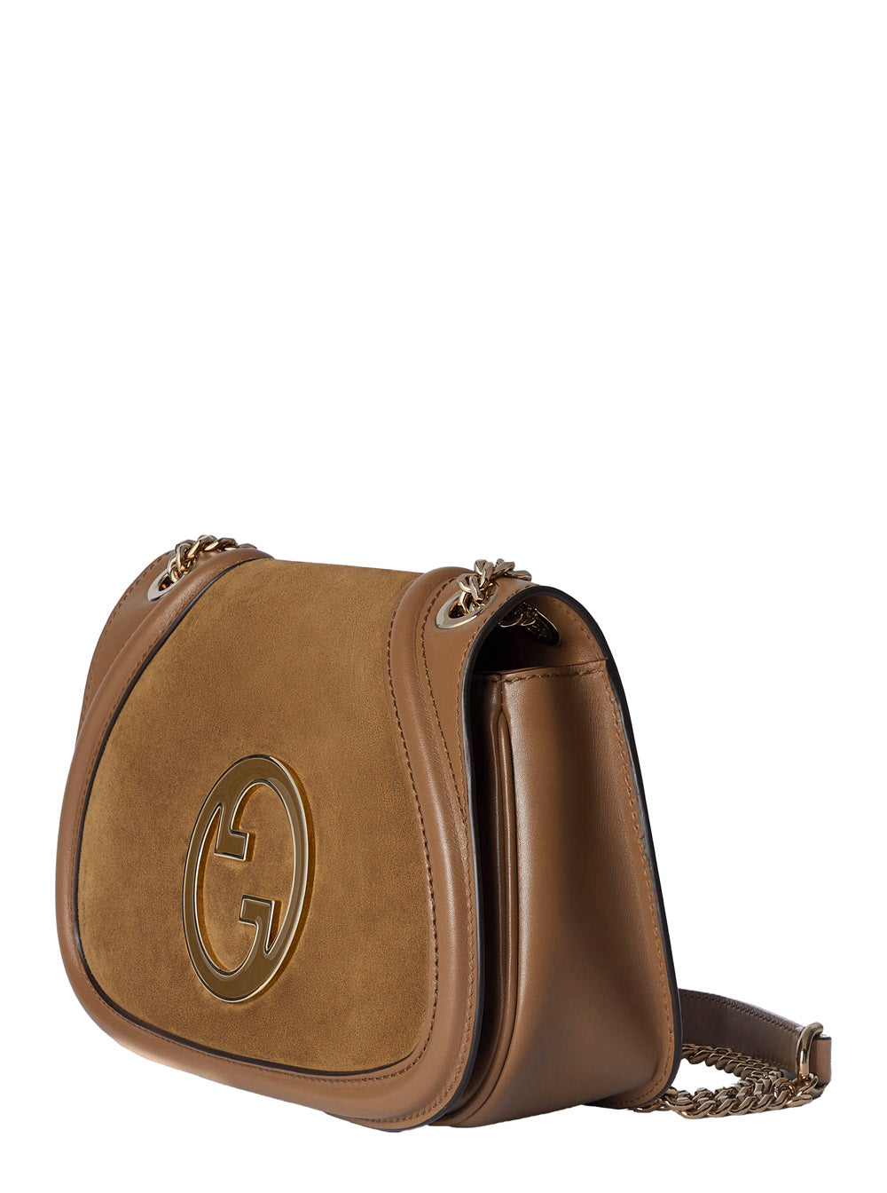 Gucci Women Brown Handbag With Double G Plaque On The Front And Adjustable And Removable Chain-Link Shoulder Strap In Suede Woman GUCCI