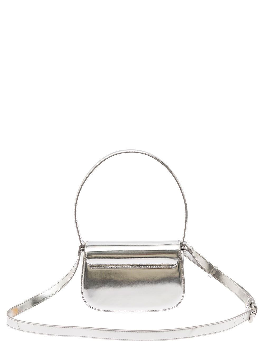 Diesel Women '1Dr' Silver-Tone Shoulder Bag With Oval D Patch In Lamintaed Leather Woman DIESEL