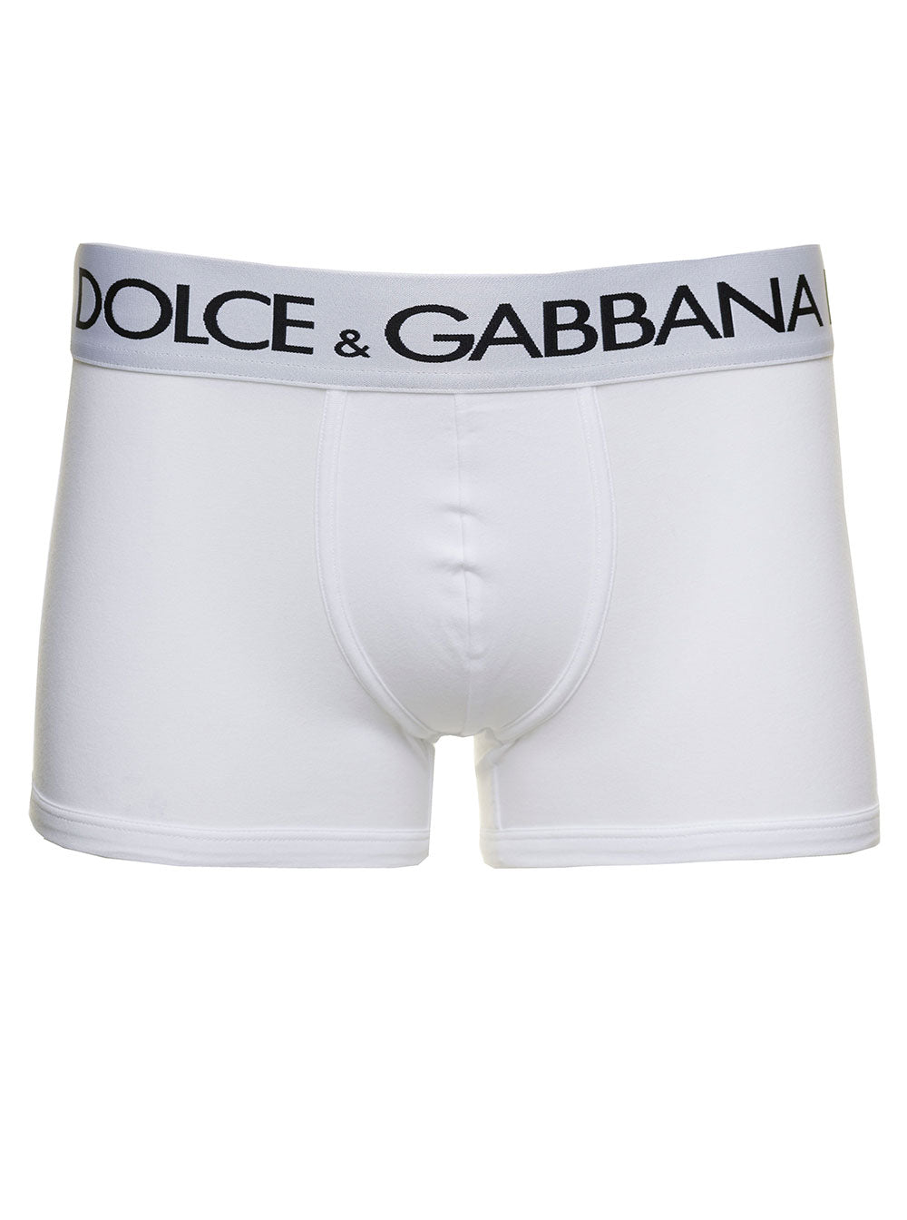 Dolce & Gabbana Men White Boxer Briefs With Branded Waistband In Stretch Cotton Man DOLCE & GABBANA