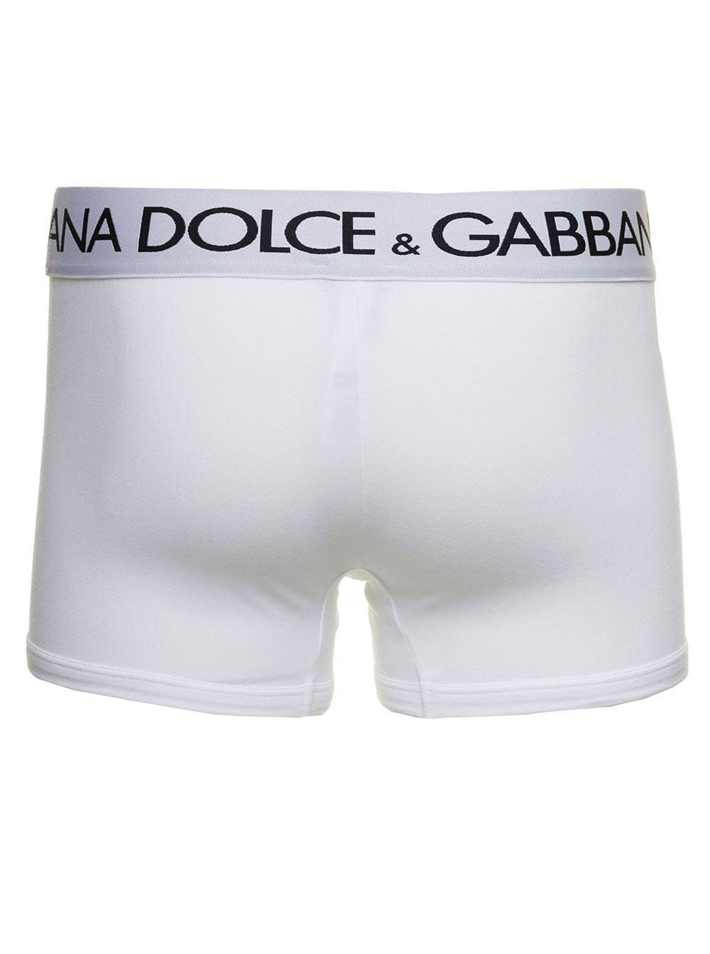 Dolce & Gabbana Men White Boxer Briefs With Branded Waistband In Stretch Cotton Man DOLCE & GABBANA