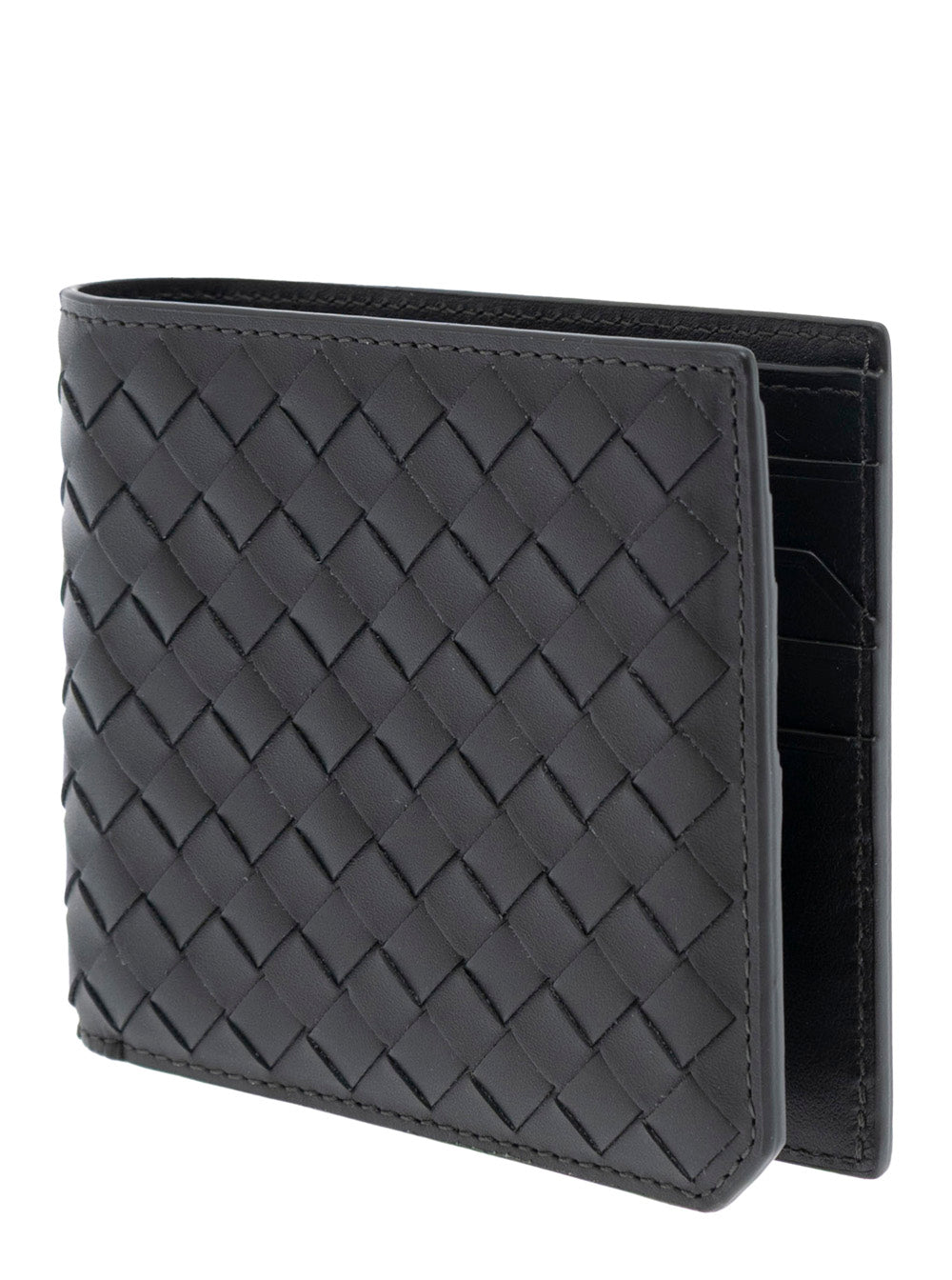 Bottega Veneta Men Green Bi-Fold Wallet With Intrecciato Motif And Embossed Logo Lettering On The Inside In Leather Man BOTTEGA VENETA