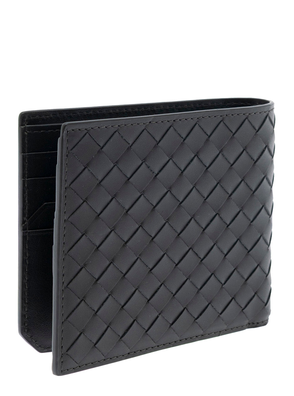 Bottega Veneta Men Green Bi-Fold Wallet With Intrecciato Motif And Embossed Logo Lettering On The Inside In Leather Man BOTTEGA VENETA
