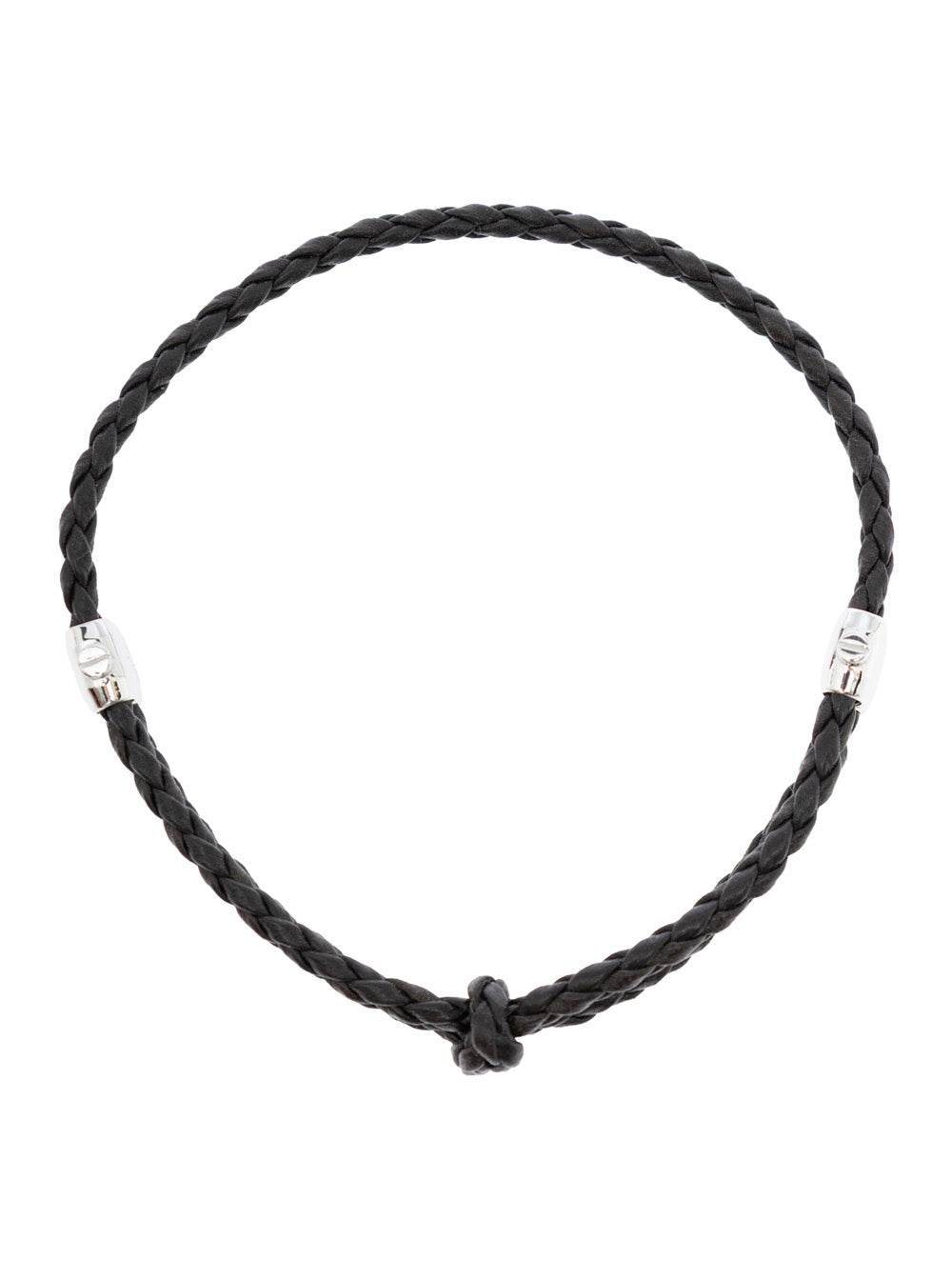 Bottega Veneta Men Metallic Bracelet With Intrecciato Design And Sliding Closure In Leather And Silver Man BOTTEGA VENETA