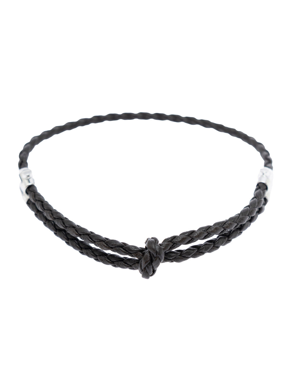 Bottega Veneta Men Metallic Bracelet With Intrecciato Design And Sliding Closure In Leather And Silver Man BOTTEGA VENETA