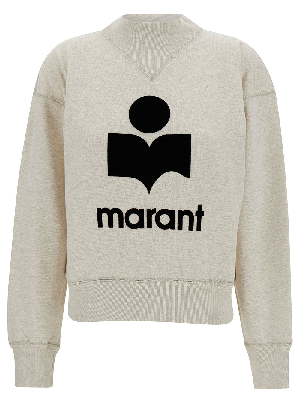 Isabel Marant Etoile Women Beige High Neck Sweatshirt With Contrasting Logo Print In Cotton Blend Woman ISABEL MARANT ETOILE