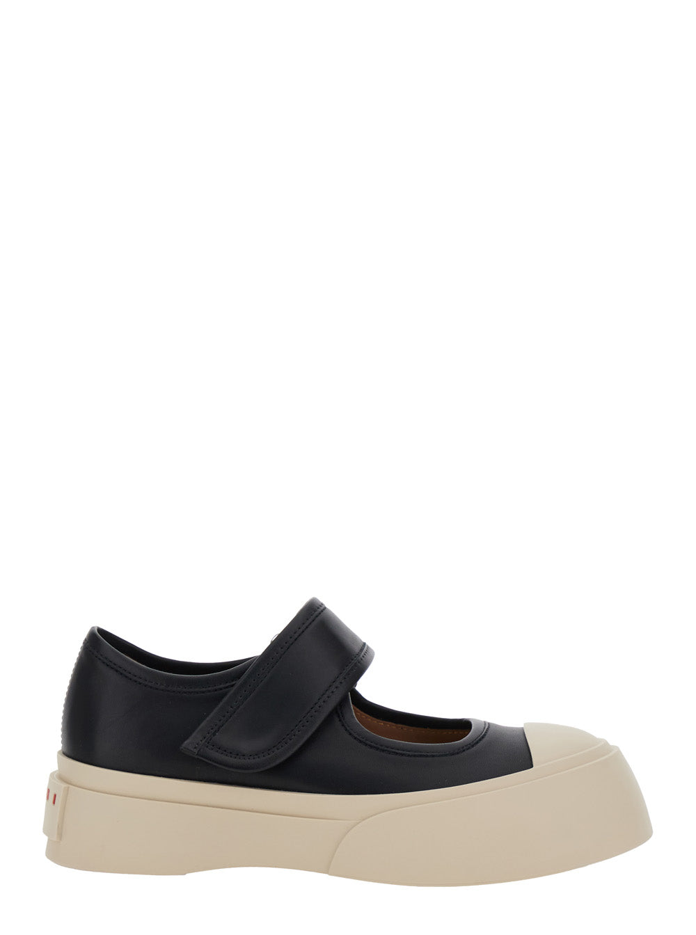 Marni Women 'Mary Jane' Black Sneaker With Hook And Loop Closure And Logo On The Back In Leather Woman MARNI