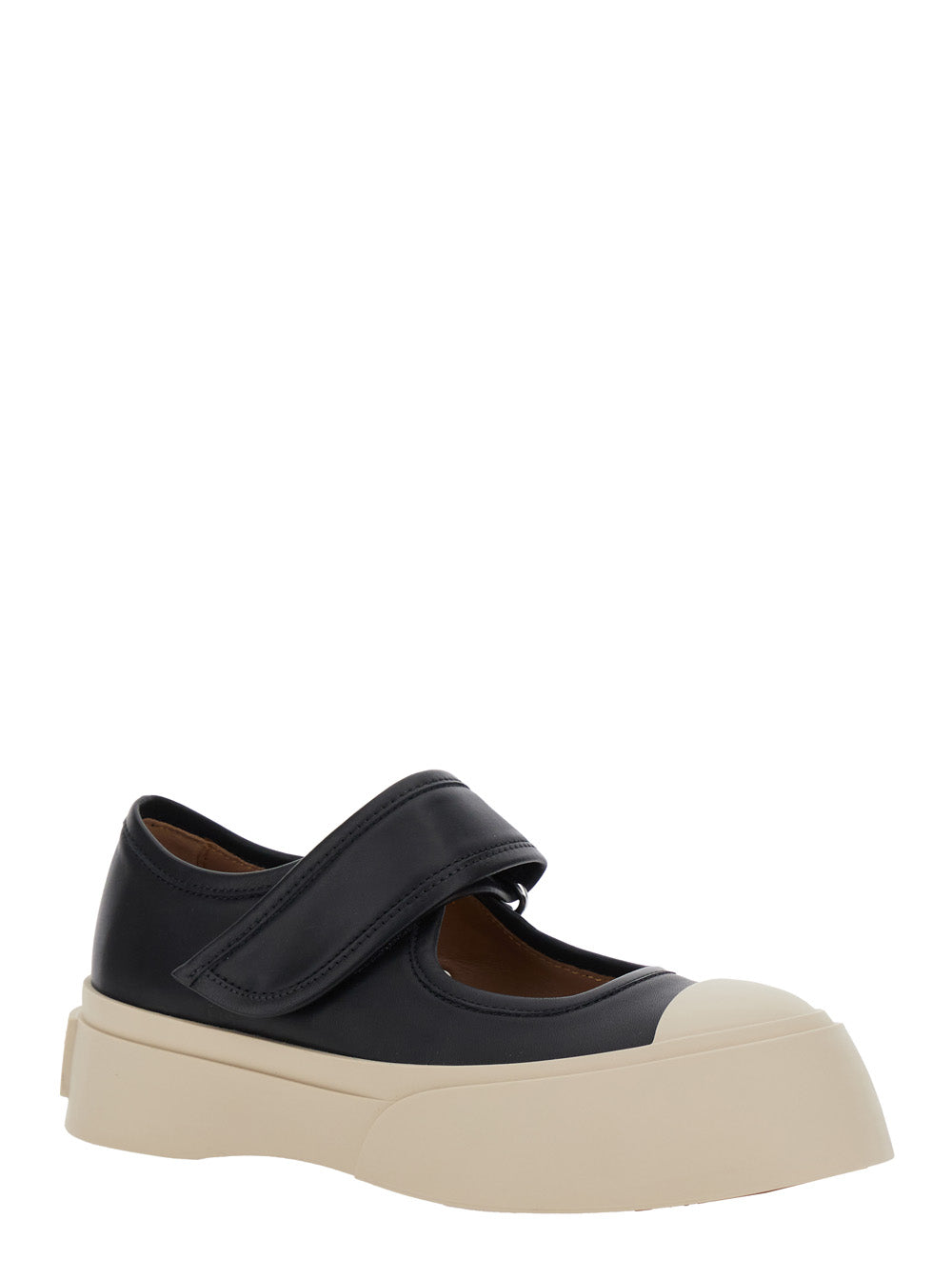 Marni Women 'Mary Jane' Black Sneaker With Hook And Loop Closure And Logo On The Back In Leather Woman MARNI