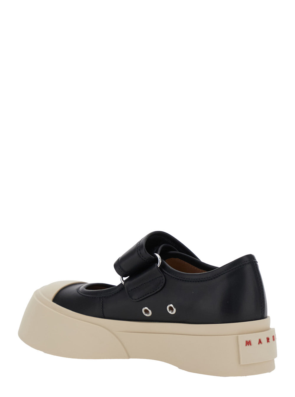 Marni Women 'Mary Jane' Black Sneaker With Hook And Loop Closure And Logo On The Back In Leather Woman MARNI