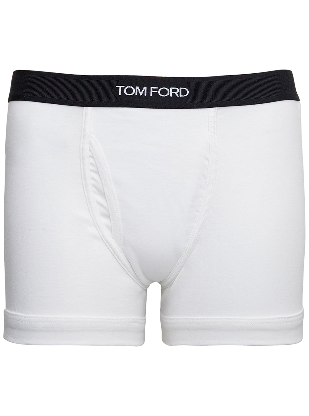 Tom Ford Men White Boxer Shorts With Elastic Waist With Logo Lettering In Cotton Man TOM FORD