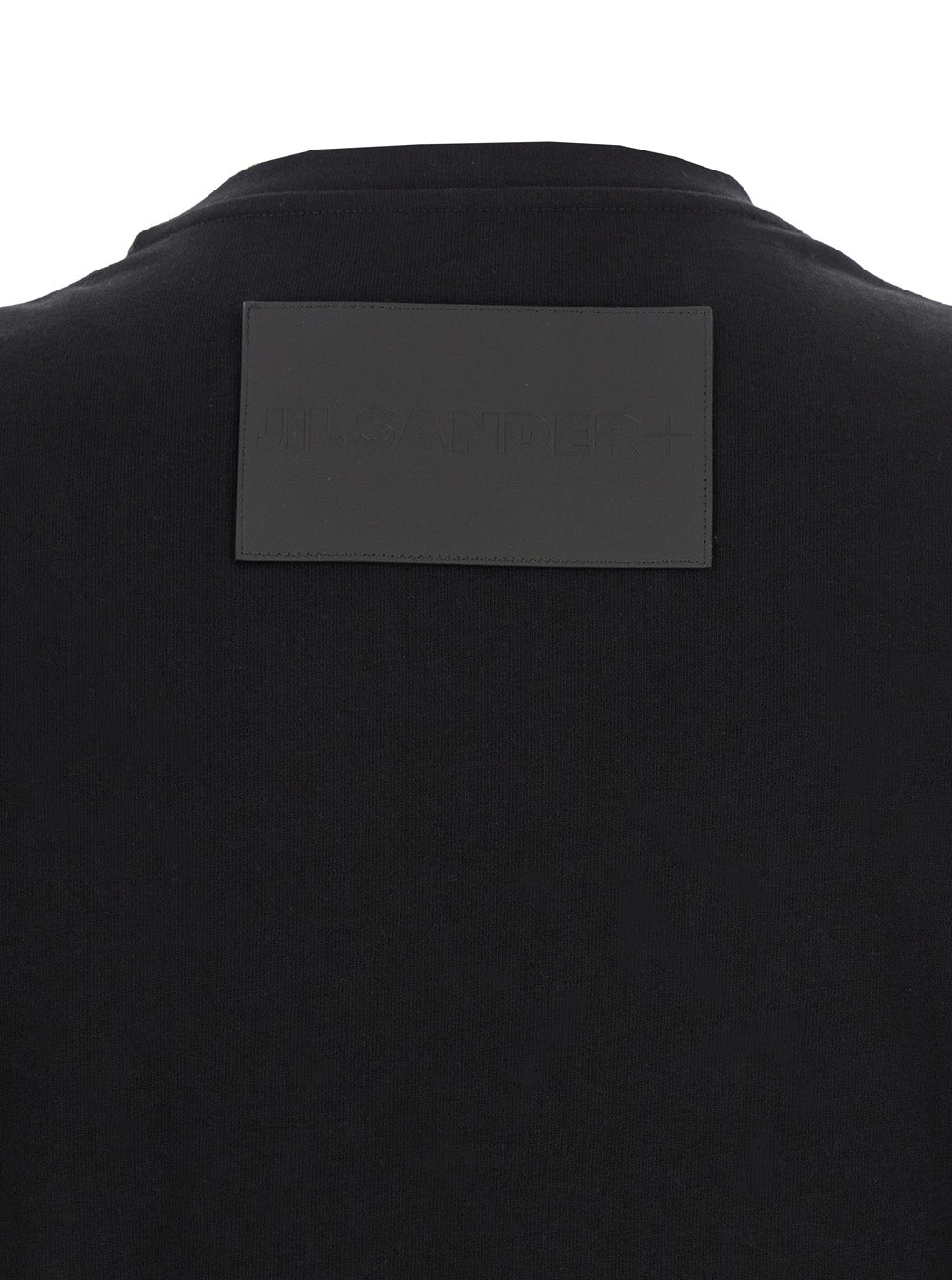 Jil Sander Men Black Crewneck T-Shirt With Logo Patch On The Rear In Cotton Man JIL SANDER