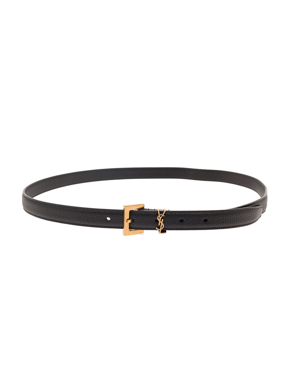 Saint Laurent Men Black Belt With Cassandre In Leather Man SAINT LAURENT