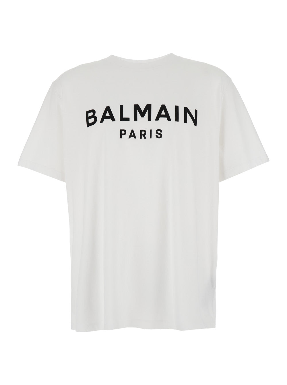 Balmain Men White Crewneck T-Shirt With Logo Lettering On The Front In Cotton Man BALMAIN