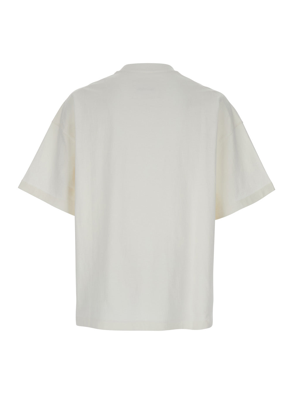 Jil Sander Men White Crewneck T-Shirt With Front Logo Print In Cotton Man JIL SANDER